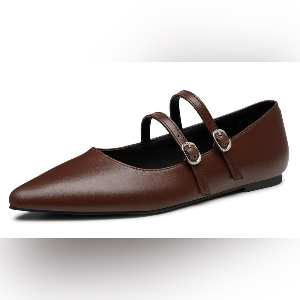 Trary Elegant Brown Mary Jane Flats
